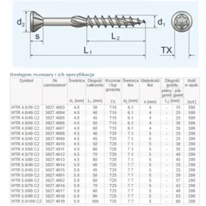 Wkręty tarasowe WTR stal nierdzewna C2 5x60mm 200szt - obrazek 5