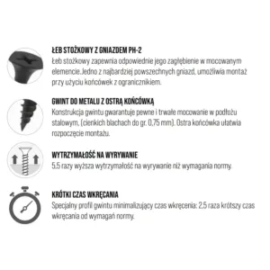 Wkręt do płyt GK do metalu 4,2x90 1kg KGM-42090 - obrazek 4