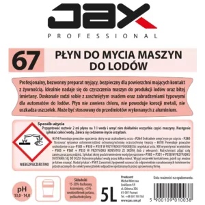 Płyn do mycia maszyn do lodów JAX67 5l - obrazek 3