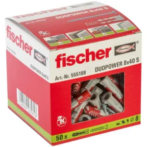 50x kołek FISHER DUOPOWER 8X40 S mocowanie uniwersalne z wkrętem 555108 - obrazek 2
