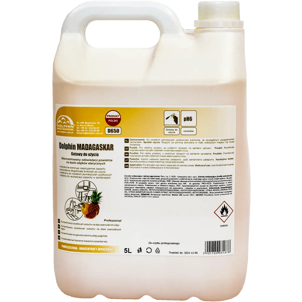 0,75L / 750ml DOLPHIN MADAGASKAR intensywny odświeżacz powietrza owoce tropikalne
