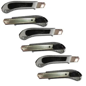 ALUMINIOWY NÓŻ DO TAPET METALOWY z łamanym ostrzem 18mm 6szt