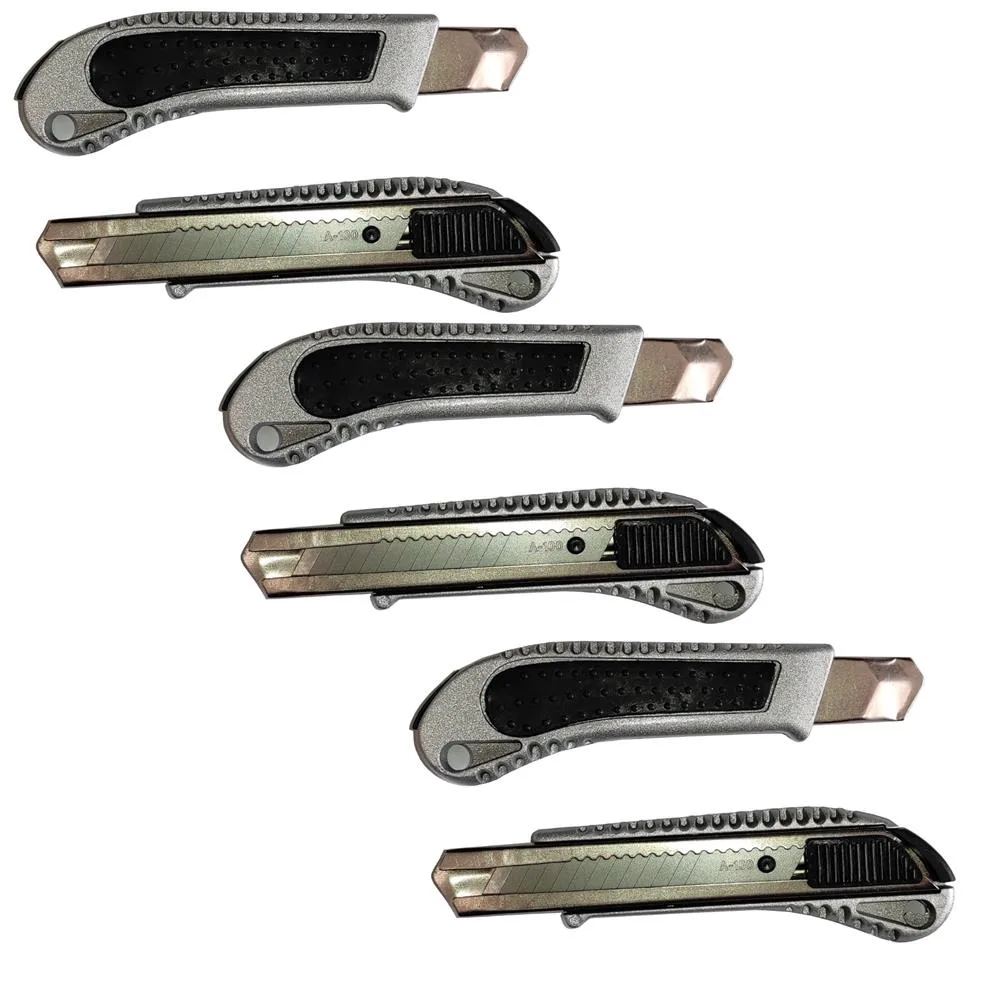 ALUMINIOWY NÓŻ DO TAPET METALOWY z łamanym ostrzem 18mm 6szt
