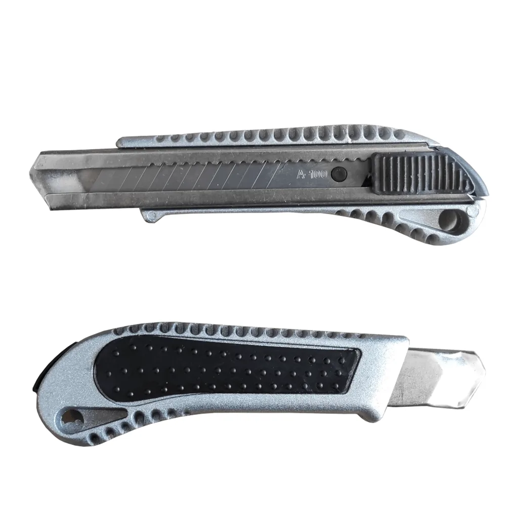 ALUMINIOWY NÓŻ DO TAPET METALOWY z łamanym ostrzem 18mm 6szt