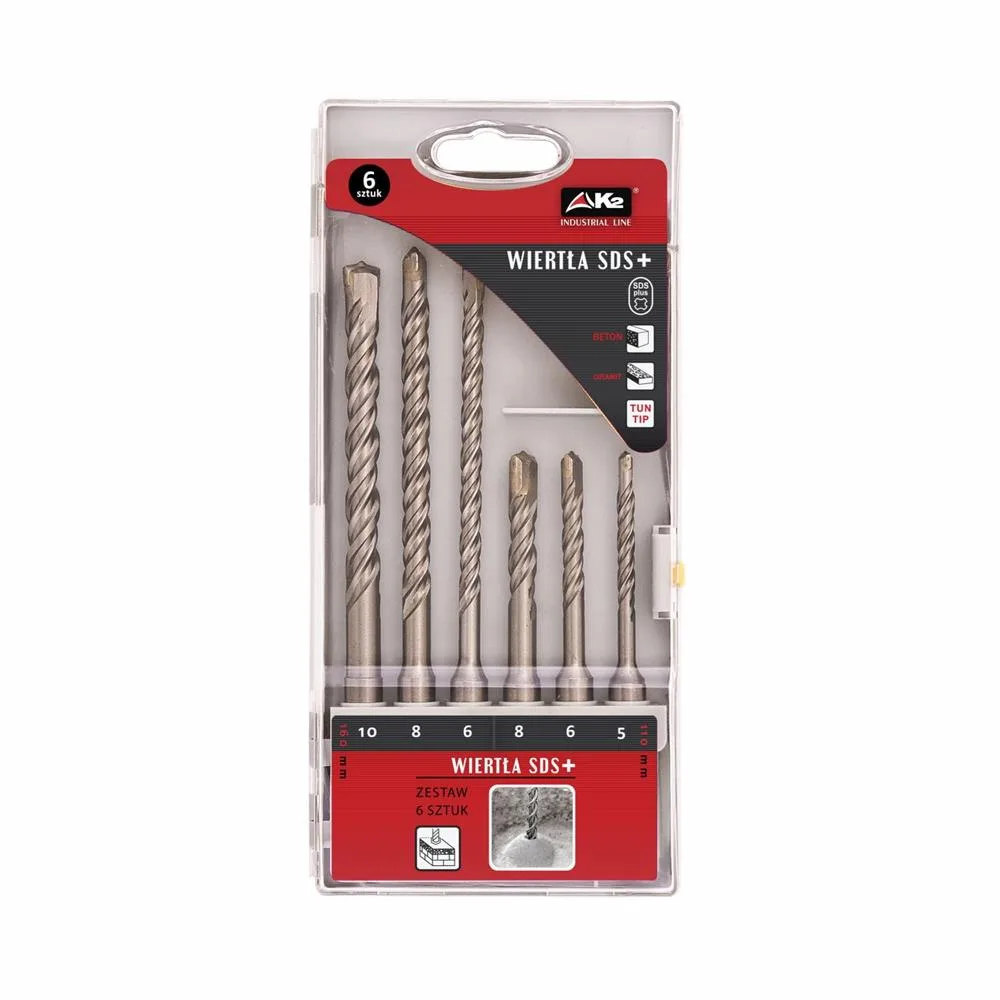 Zestaw 4 wierteł udarowych do betonu SDS-Plus 160mm 4 średnice
