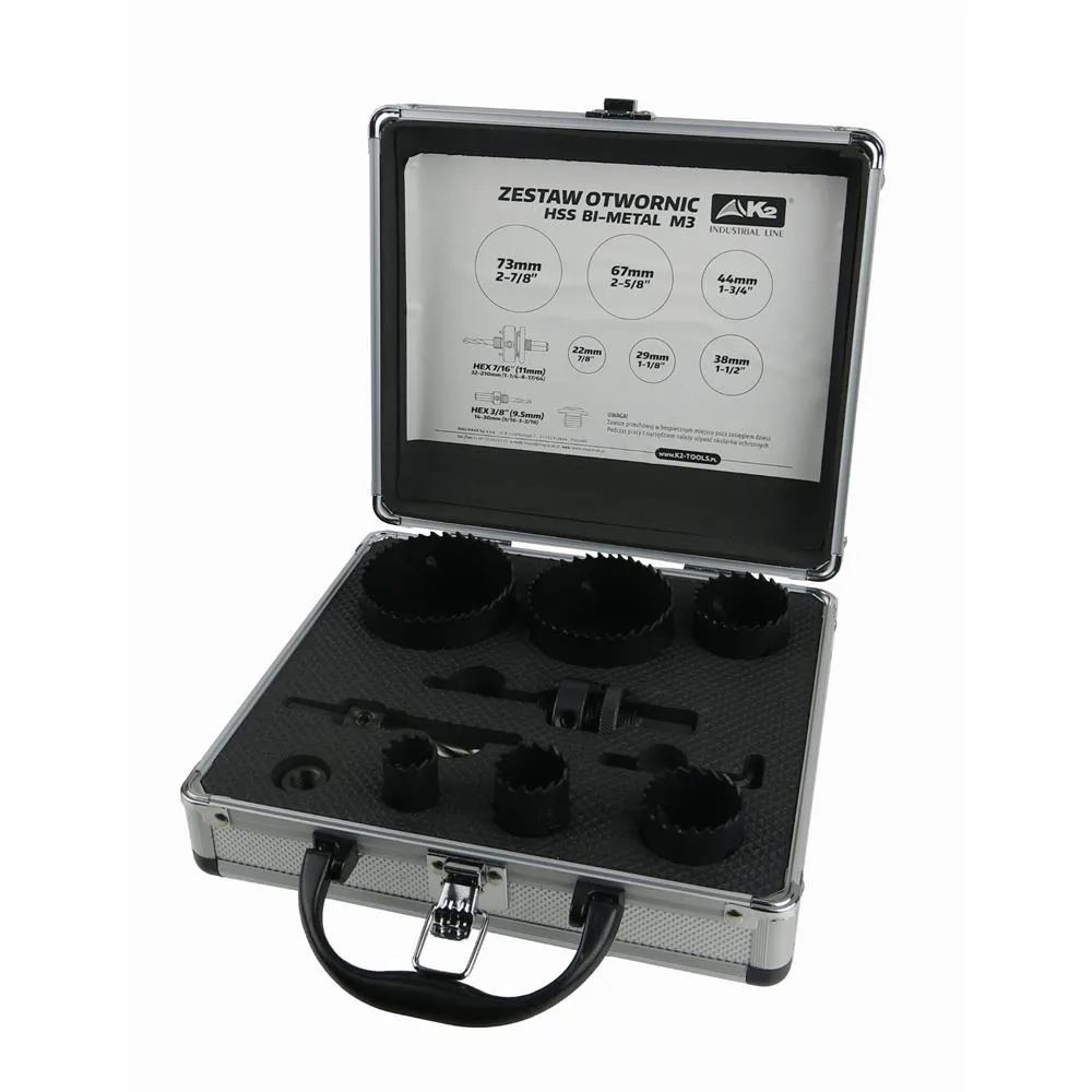 Zestaw otwornic bi-metal HSS M3 metal drewno PCV 9 elementów