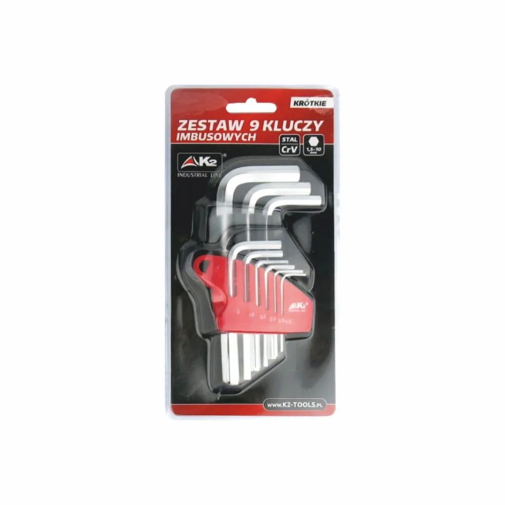 Zestaw 9 kluczy imbusowych PRO 1,5-10mm krótkie