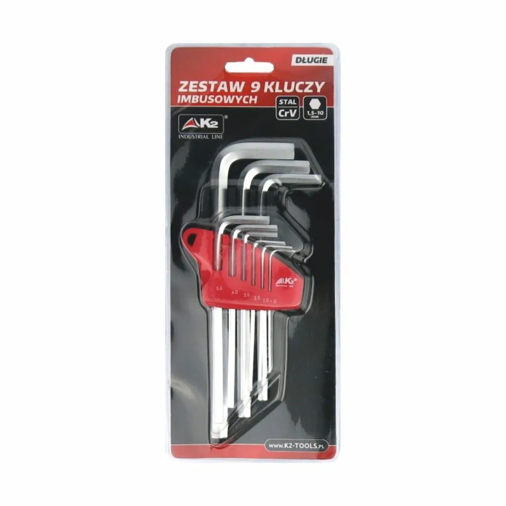 Zestaw 9 kluczy imbusowych PRO 1,5-10mm długie