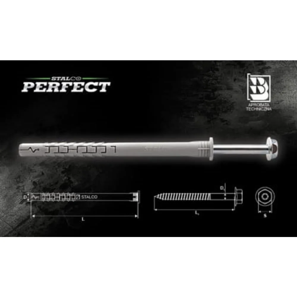 Kołki rozporowe z wkrętem TORX kluczyk 10x160 STALCO 25szt TXK