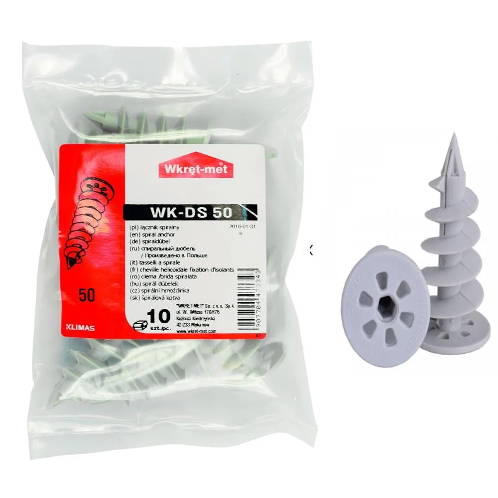 Łącznik wkręt spiralny WK-DS050 / WKDS kotwa do styropianu 50mm paczka 10szt
