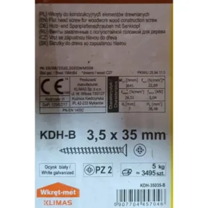 Wkręty hartowane do drewna 3,5x35 ZŁOTE 5kg KDH-35035 ok3495szt - obrazek 2