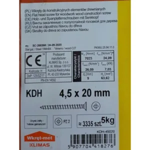 Wkręty hartowane do drewna 4,5x20 ZŁOTE 5kg KDH-45020 ok3335szt - obrazek 2