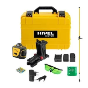 Niwelator laser krzyżowy zielony NIVEL CL2D-G zestaw z tyczką LP-33