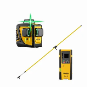 Niwelator laser krzyżowy zielony NIVEL CL3D 3 płaszczyzny plus tyczka i czujnik