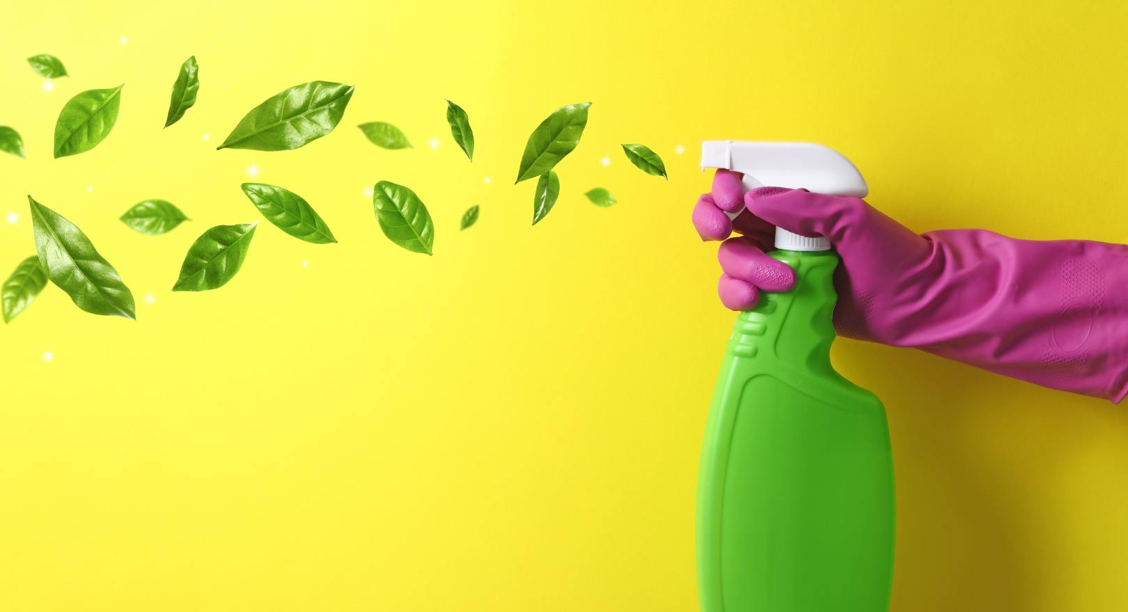 domowy, uniwersalny płyn do czyszczenia w zielonej butelce