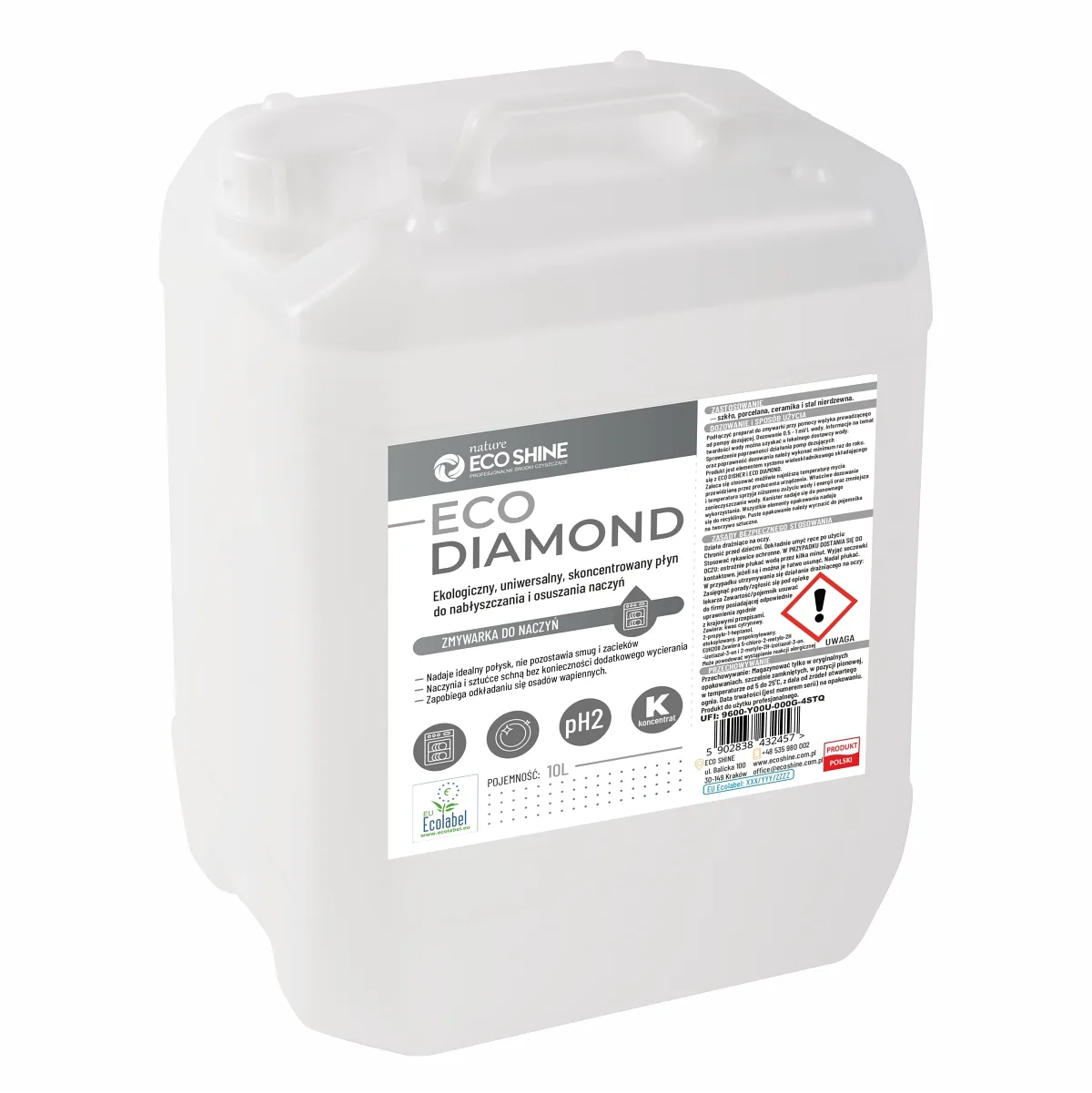 ECO SHINE ECO DIAMOND – nabłyszczacz i osuszacz do zmywarek 10 l - obrazek 1