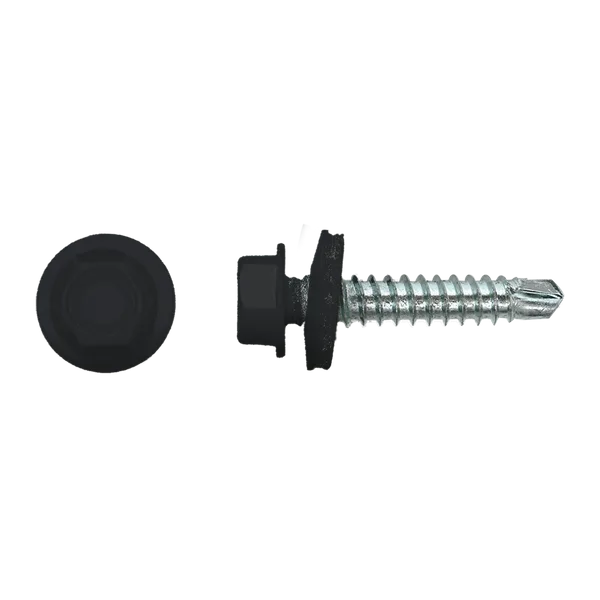 250 szt ZBG141001002090112 RAL 9011 Wkręt samowiercący farmerski z łbem sześciokątnym 4,8x20 z podkładką EPDM 14 mm